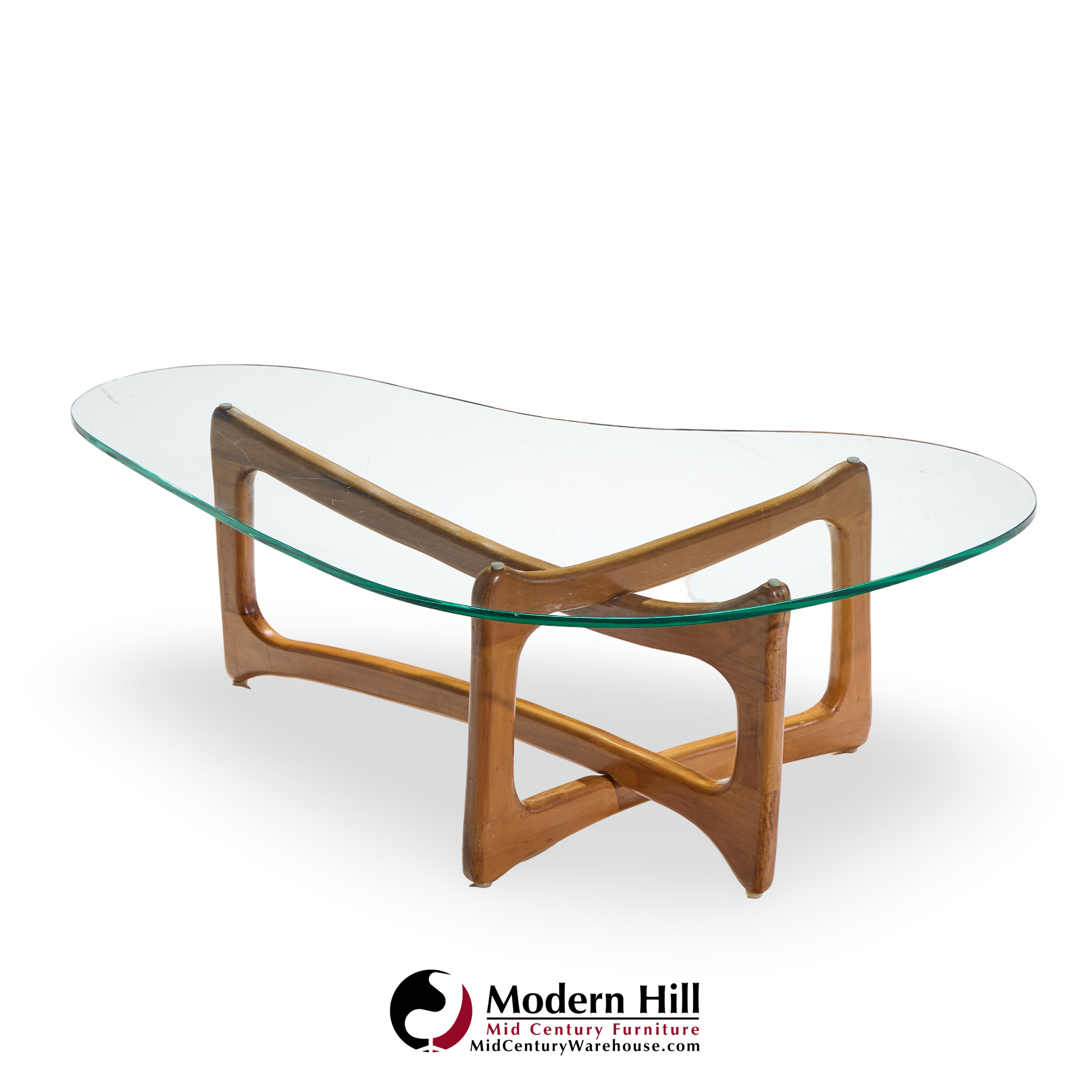 Adrian Pearsall for Craft Associates Mid Century Walnut and Glass Coffee Table