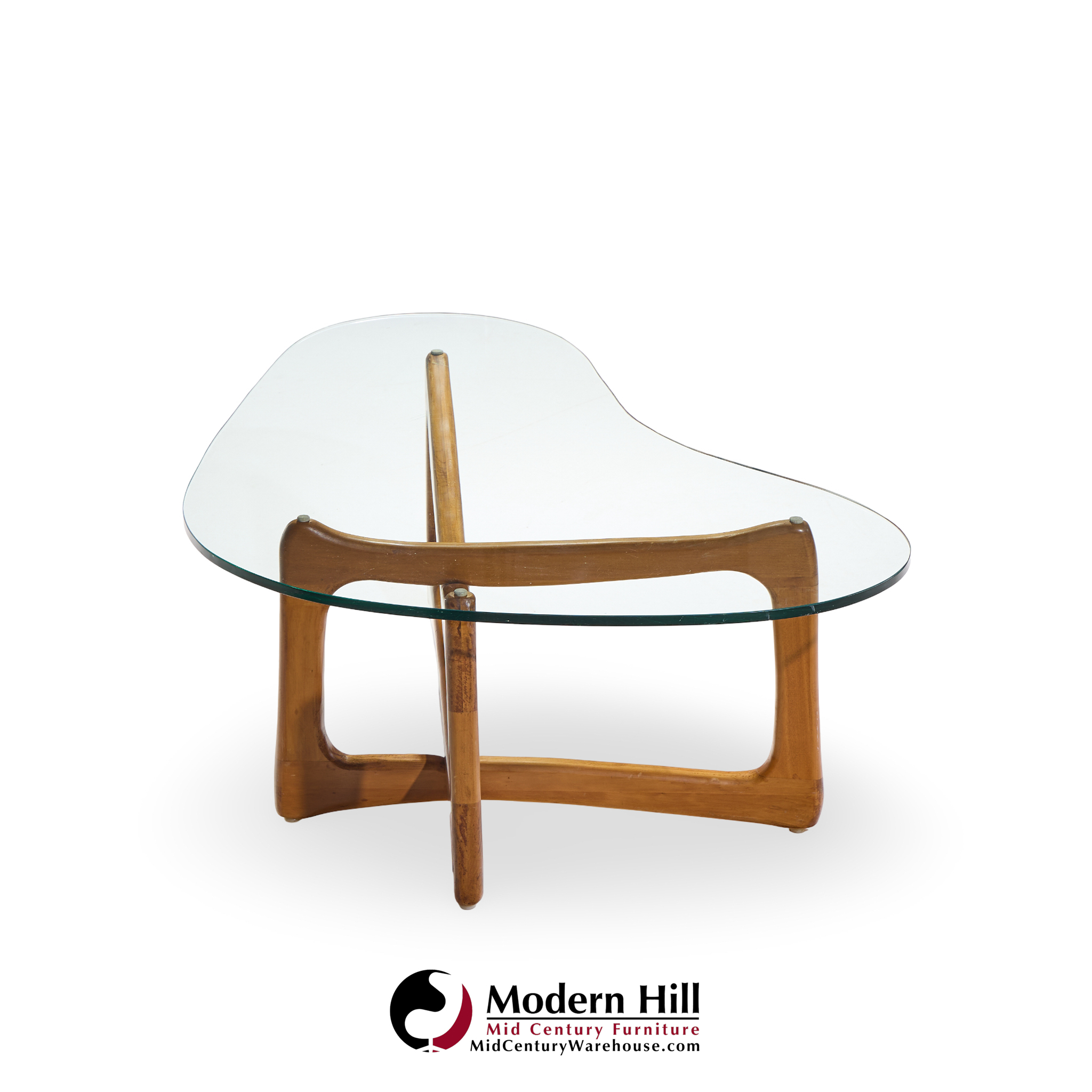 Adrian Pearsall for Craft Associates Mid Century Walnut and Glass Coffee Table