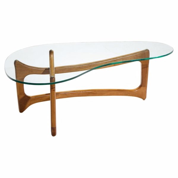 Adrian Pearsall for Craft Associates Mid Century Walnut and Glass Coffee Table