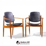 Arne Vodder for France and Son Fd-184 Mid Century Danish Teak Dining Chairs - Pair