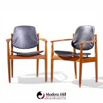 Arne Vodder for France and Son Fd-184 Mid Century Danish Teak Dining Chairs - Pair
