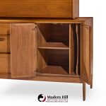Barney Flagg for Drexel Parallel Mid Century Walnut and Cane Credenza and Hutch