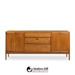 Barney Flagg for Drexel Parallel Mid Century Walnut and Cane Credenza and Hutch