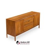 Barney Flagg for Drexel Parallel Mid Century Walnut and Cane Credenza and Hutch