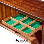 Bernhard Pedersen Mid Century Danish Rosewood Tambour Door Credenza and Hutch