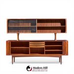 Bernhard Pedersen Mid Century Danish Rosewood Tambour Door Credenza and Hutch