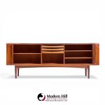 Bernhard Pedersen Mid Century Danish Rosewood Tambour Door Credenza and Hutch