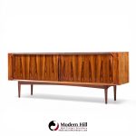 Bernhard Pedersen Mid Century Danish Rosewood Tambour Door Credenza and Hutch