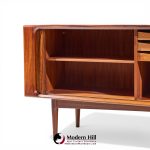 Bernhard Pedersen Mid Century Danish Rosewood Tambour Door Credenza and Hutch