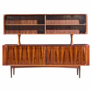 bernhard pedersen mid century danish rosewood tambour door credenza and hutch