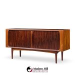 Bernhard Pedersen Mid Century Danish Rosewood Tambour Door Credenza with Hutch