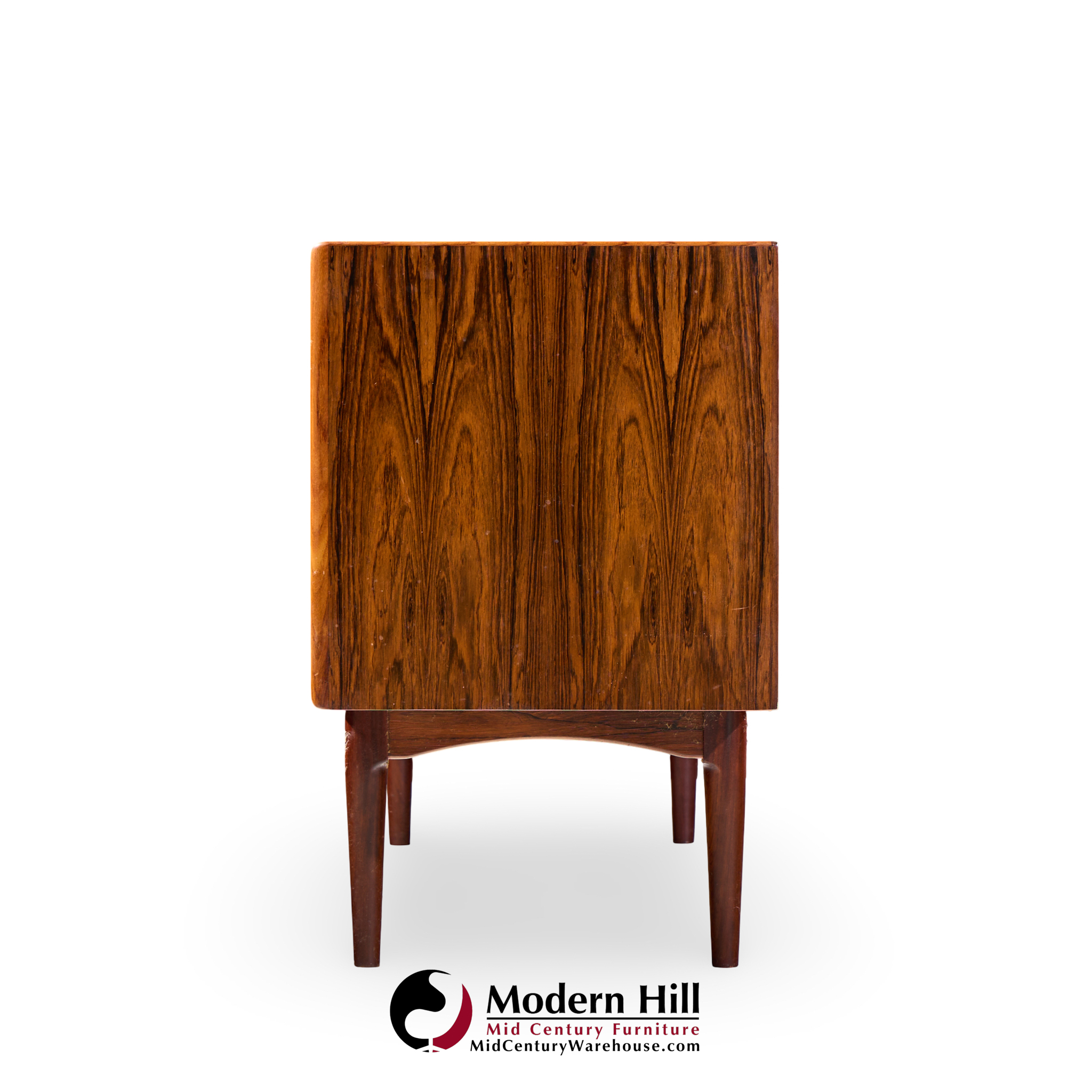 Bernhard Pedersen Mid Century Danish Rosewood Tambour Door Credenza with Hutch