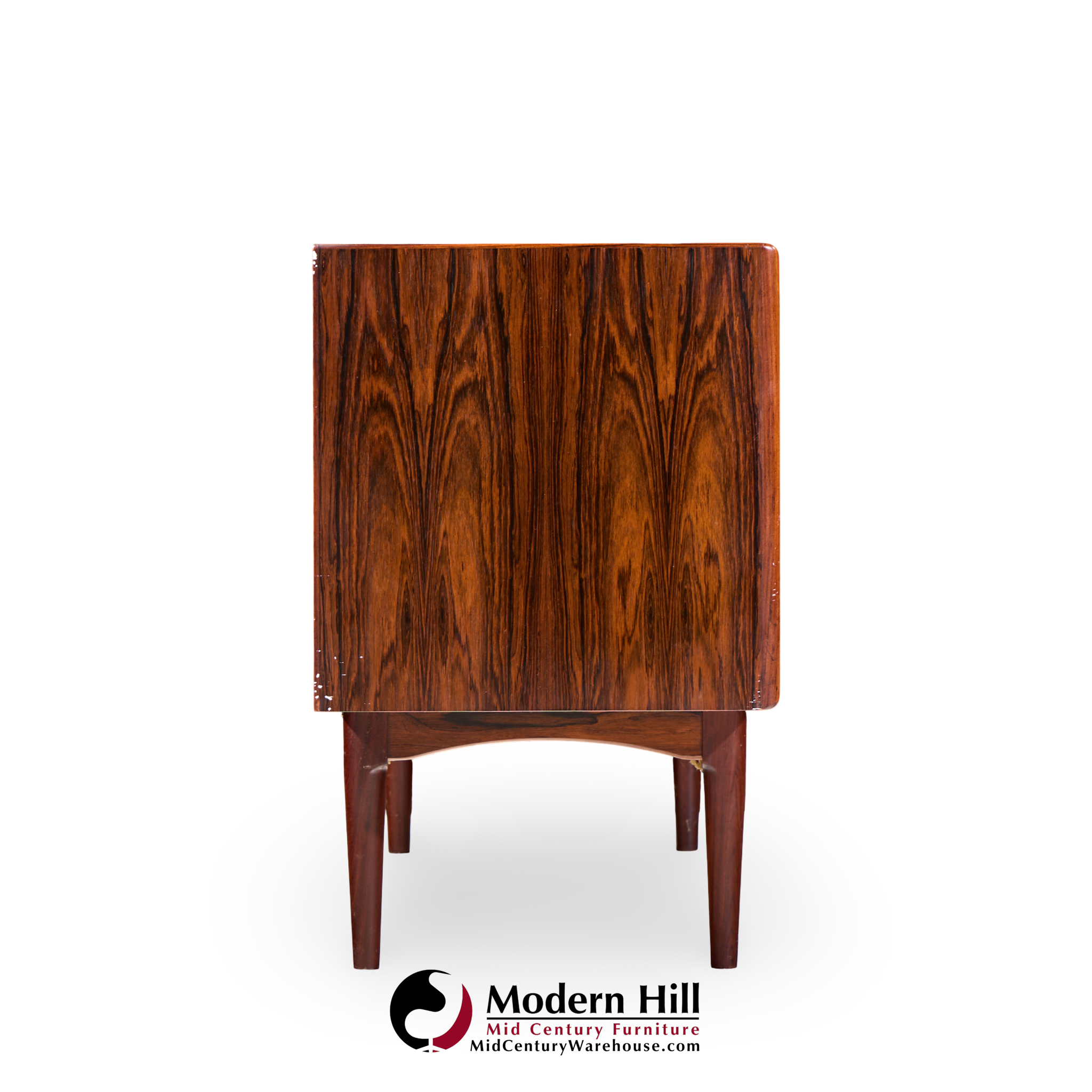 Bernhard Pedersen Mid Century Danish Rosewood Tambour Door Credenza with Hutch