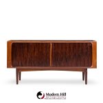 Bernhard Pedersen Mid Century Danish Rosewood Tambour Door Credenza with Hutch