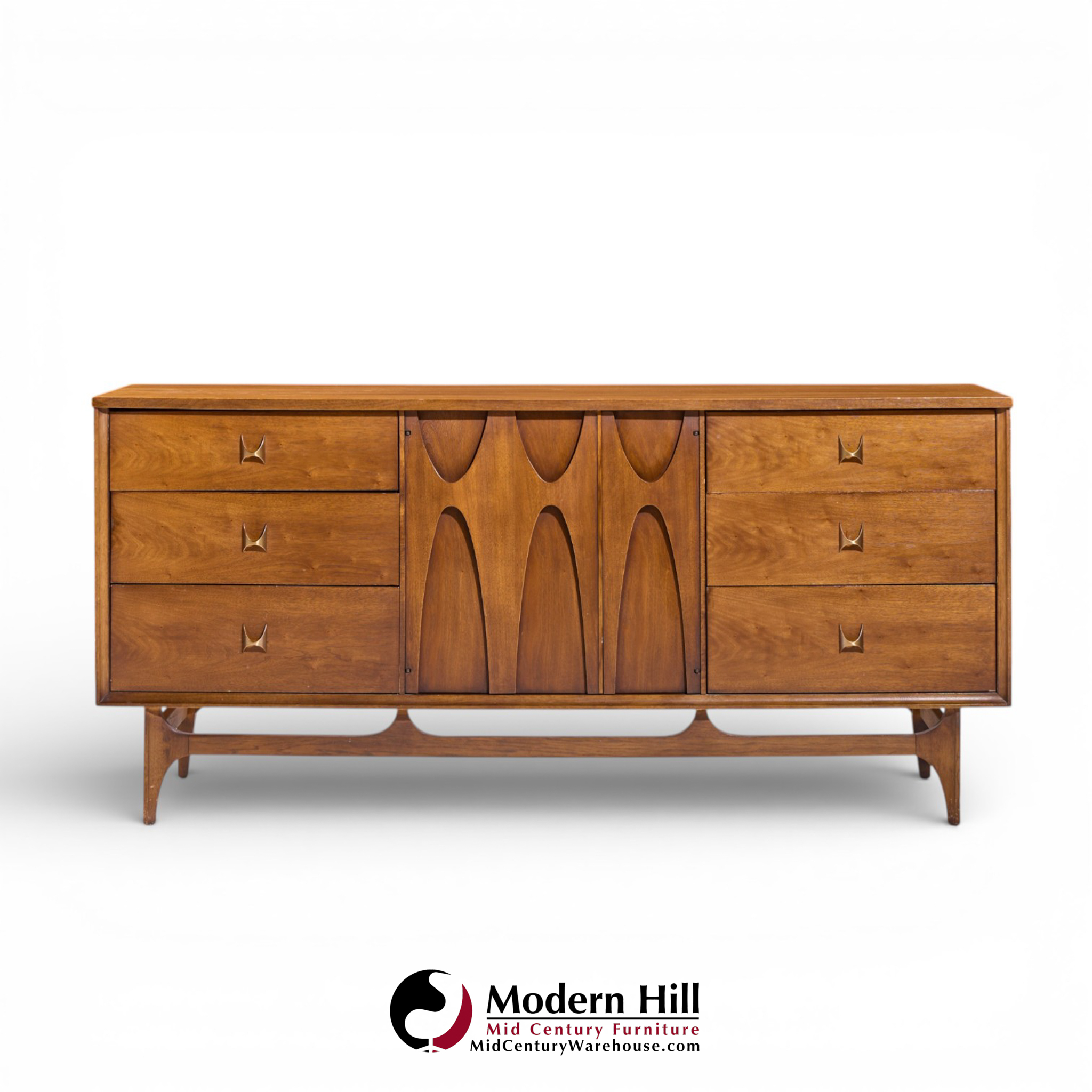 broyhill brasilia mid century walnut 9 drawer lowboy dresser