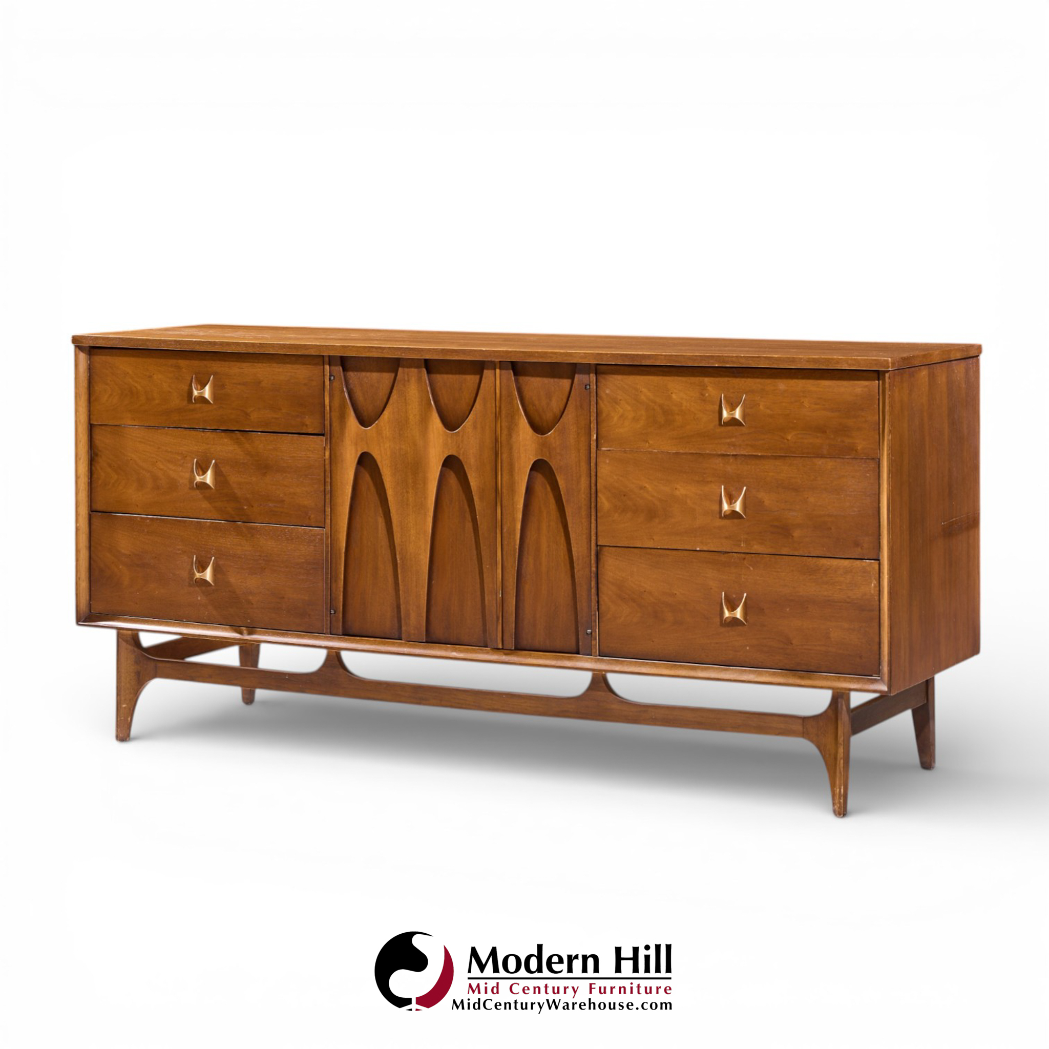 broyhill brasilia mid century walnut 9 drawer lowboy dresser
