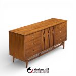 broyhill brasilia mid century walnut 9 drawer lowboy dresser