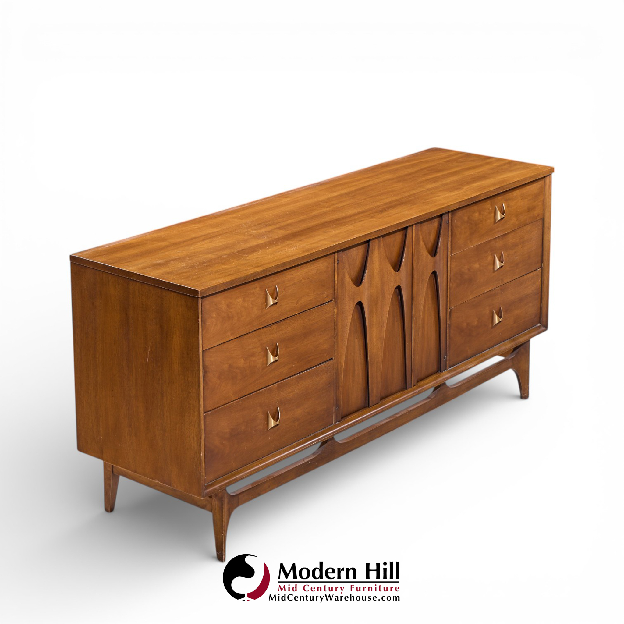 broyhill brasilia mid century walnut 9 drawer lowboy dresser