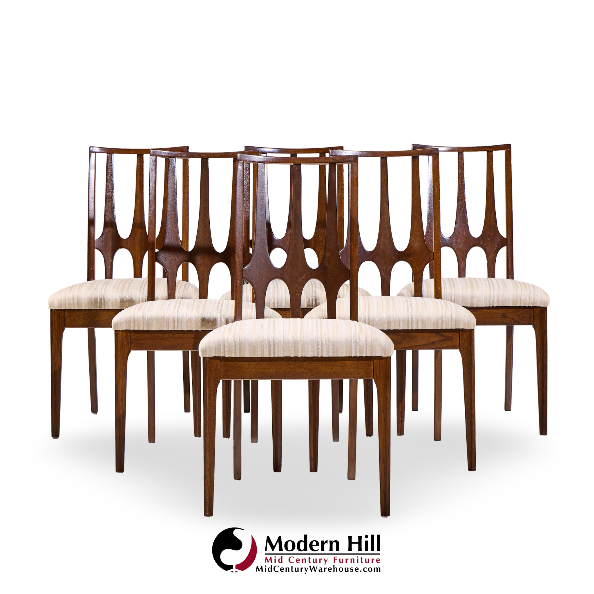 Broyhill Brasilia Mid Century Walnut Dining Chairs - Set of 6