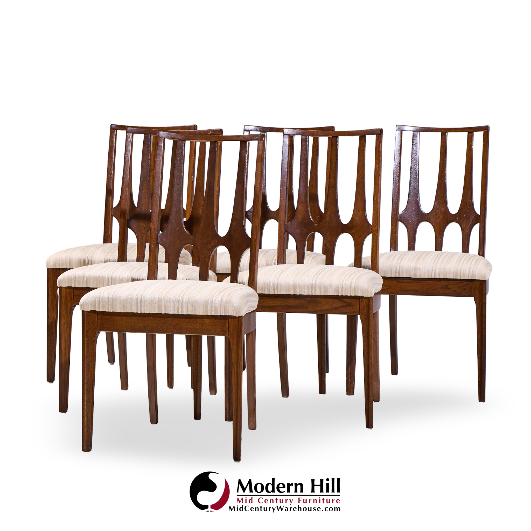 Broyhill Brasilia Mid Century Walnut Dining Chairs - Set of 6