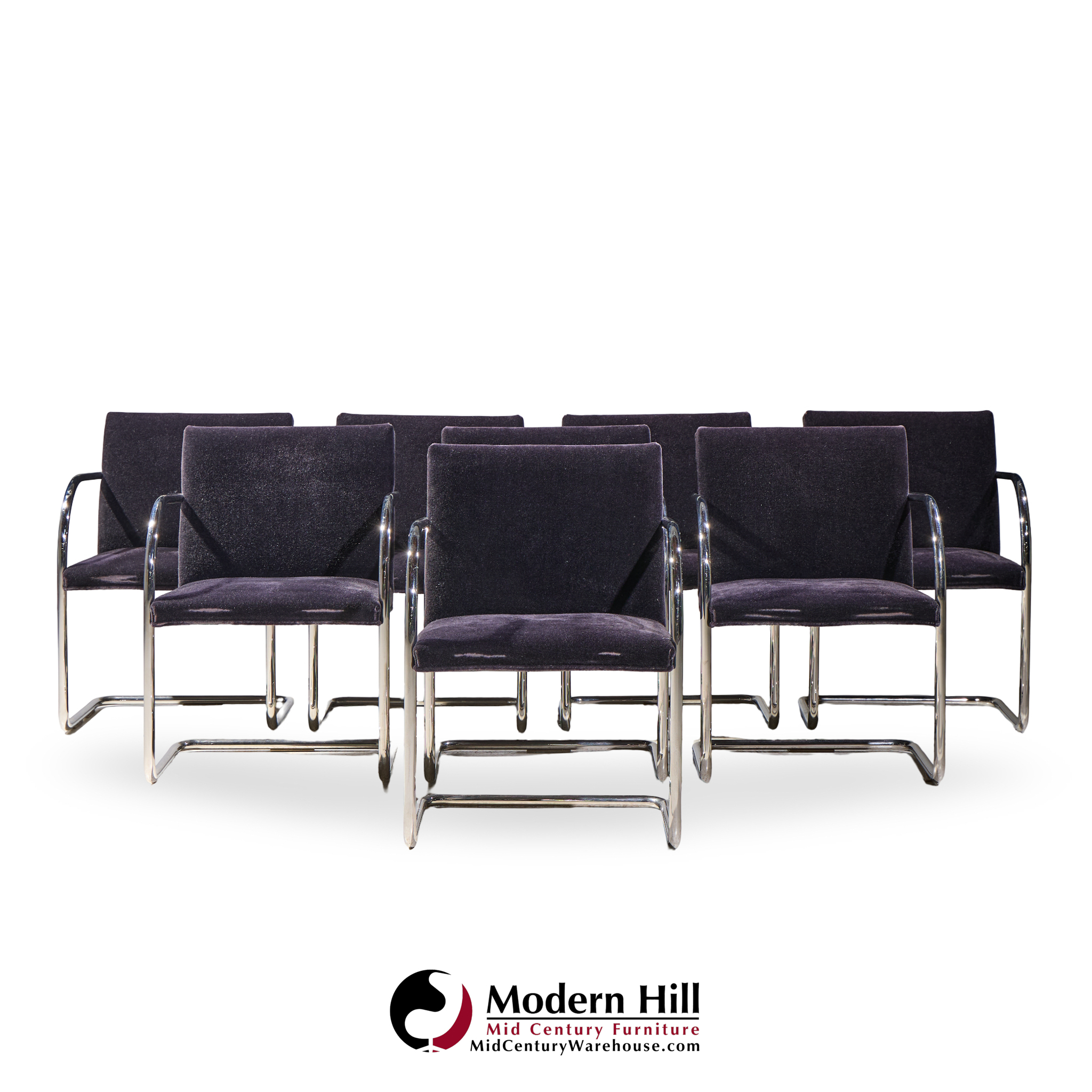 brueton brno mid century chrome dining chairs -  set of 8