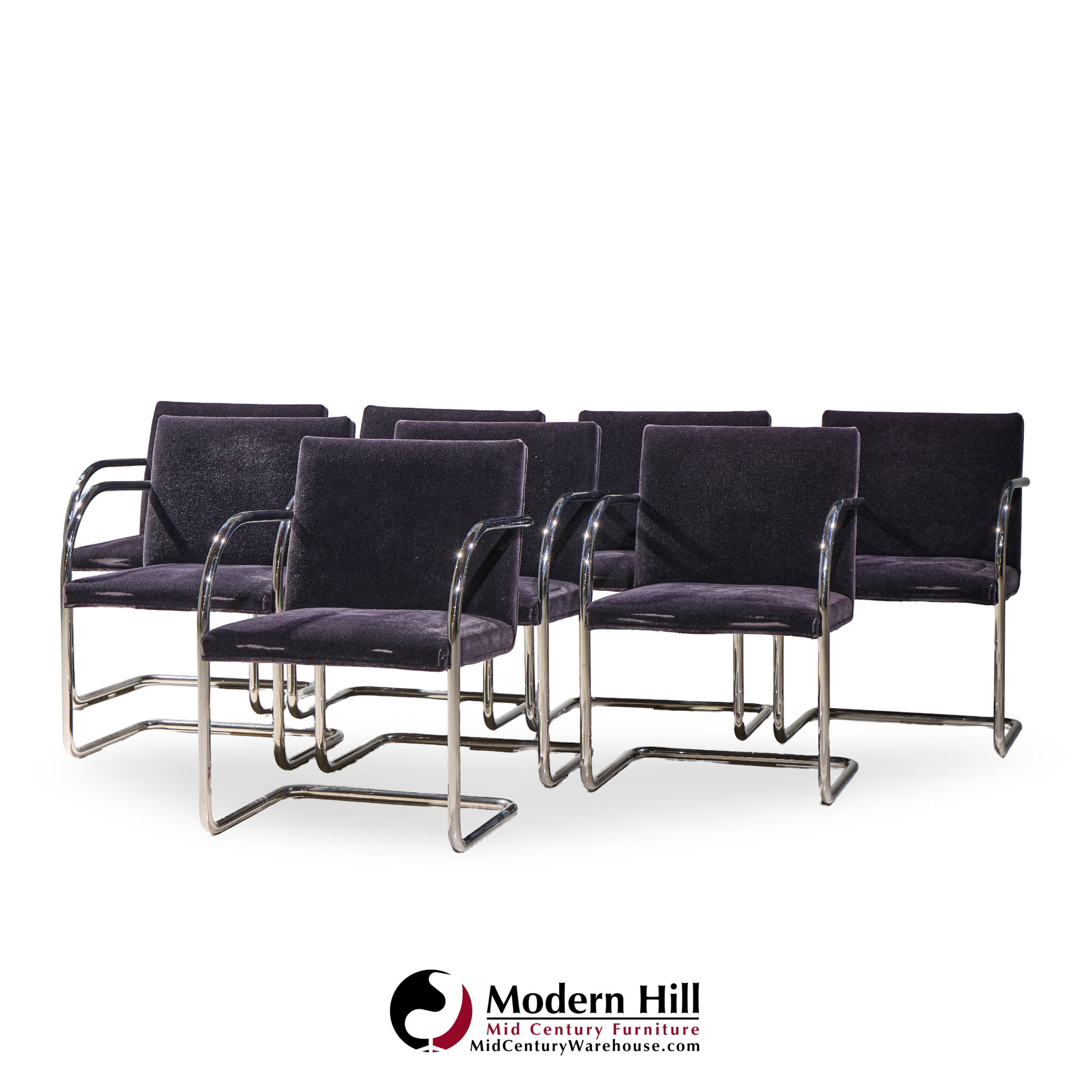 brueton brno mid century chrome dining chairs -  set of 8