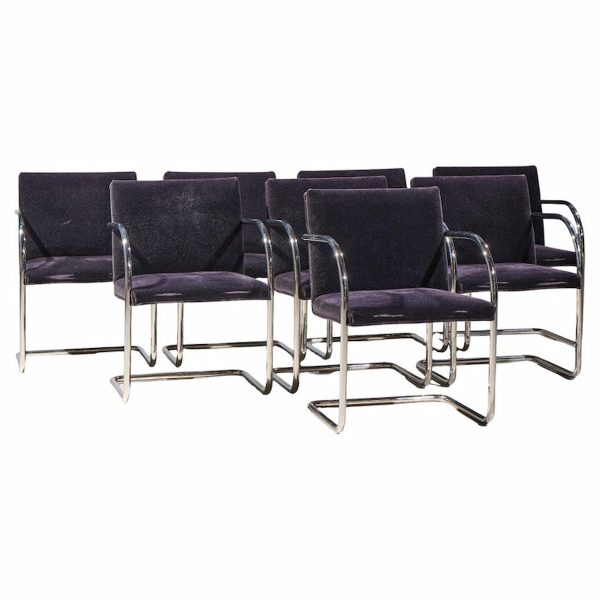 Brueton Brno Mid Century Chrome Dining Chairs -  Set of 8
