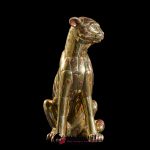 Carlos Del Conde Mid Century Welded Brass Leopard Cat Signed Sculpture