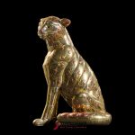 Carlos Del Conde Mid Century Welded Brass Leopard Cat Signed Sculpture