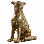 Carlos Del Conde Mid Century Welded Brass Leopard Cat Signed Sculpture