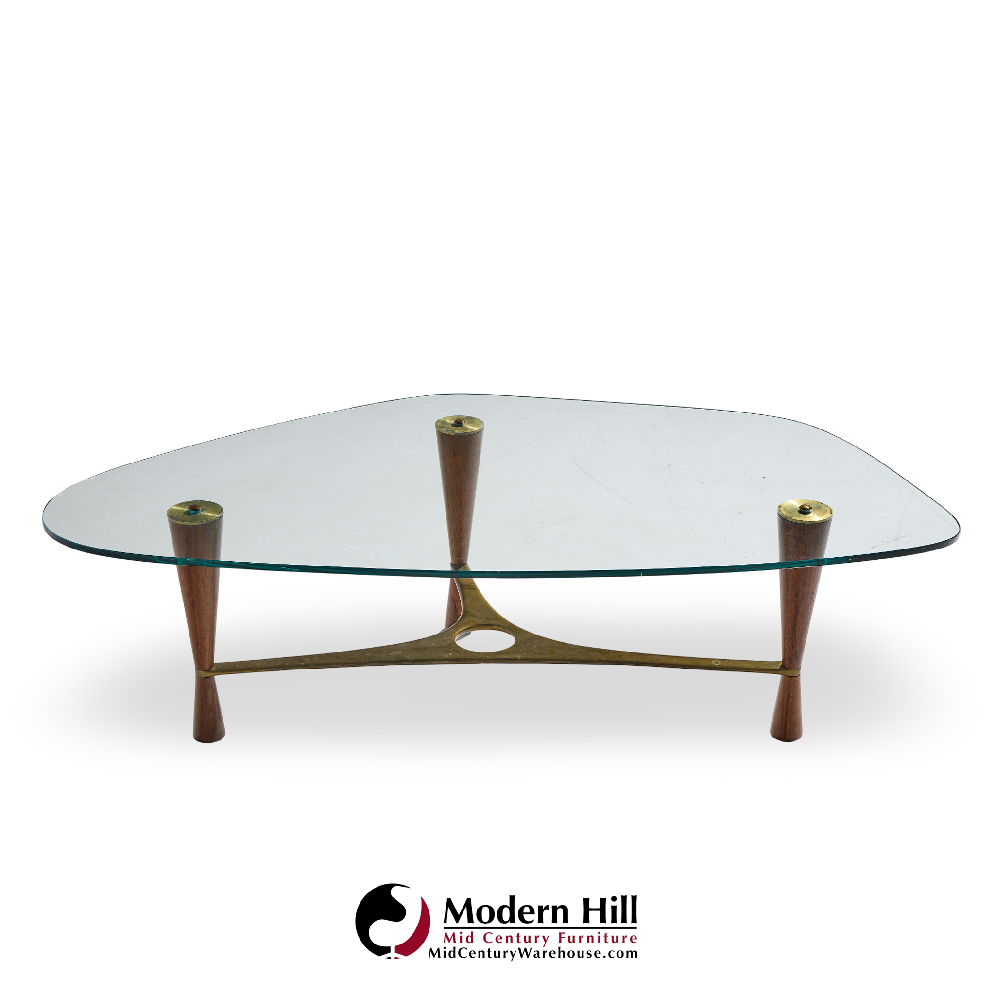 edward wormley for dunbar model 5309 mid century brass and rosewood coffee table