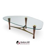 edward wormley for dunbar model 5309 mid century brass and rosewood coffee table