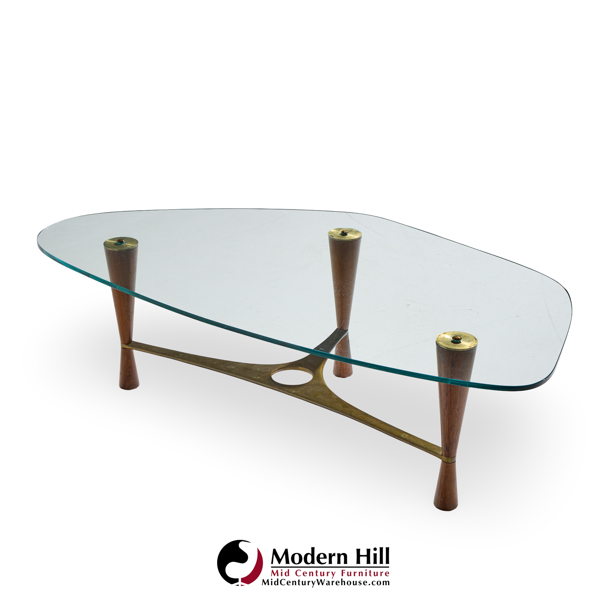 edward wormley for dunbar model 5309 mid century brass and rosewood coffee table