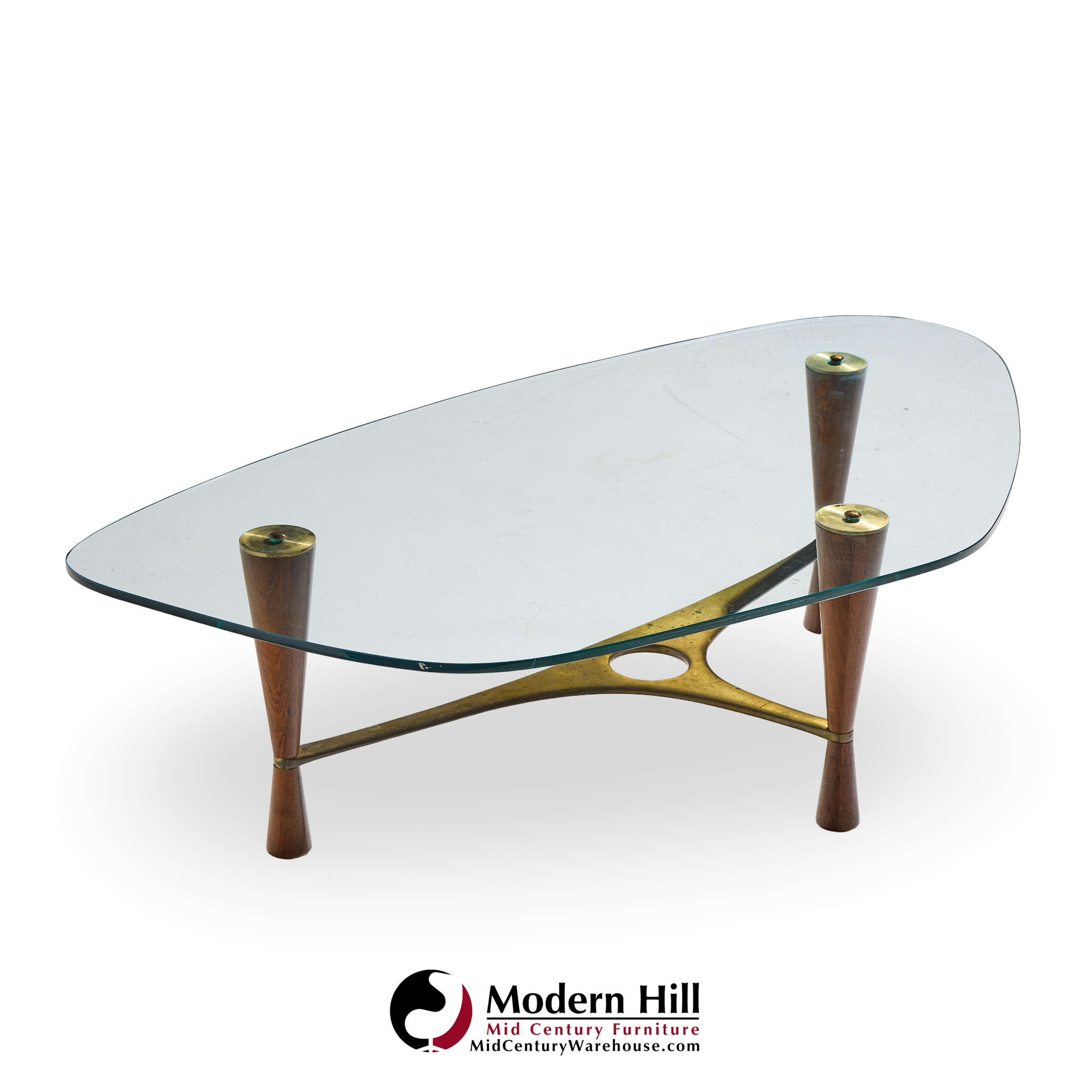 edward wormley for dunbar model 5309 mid century brass and rosewood coffee table