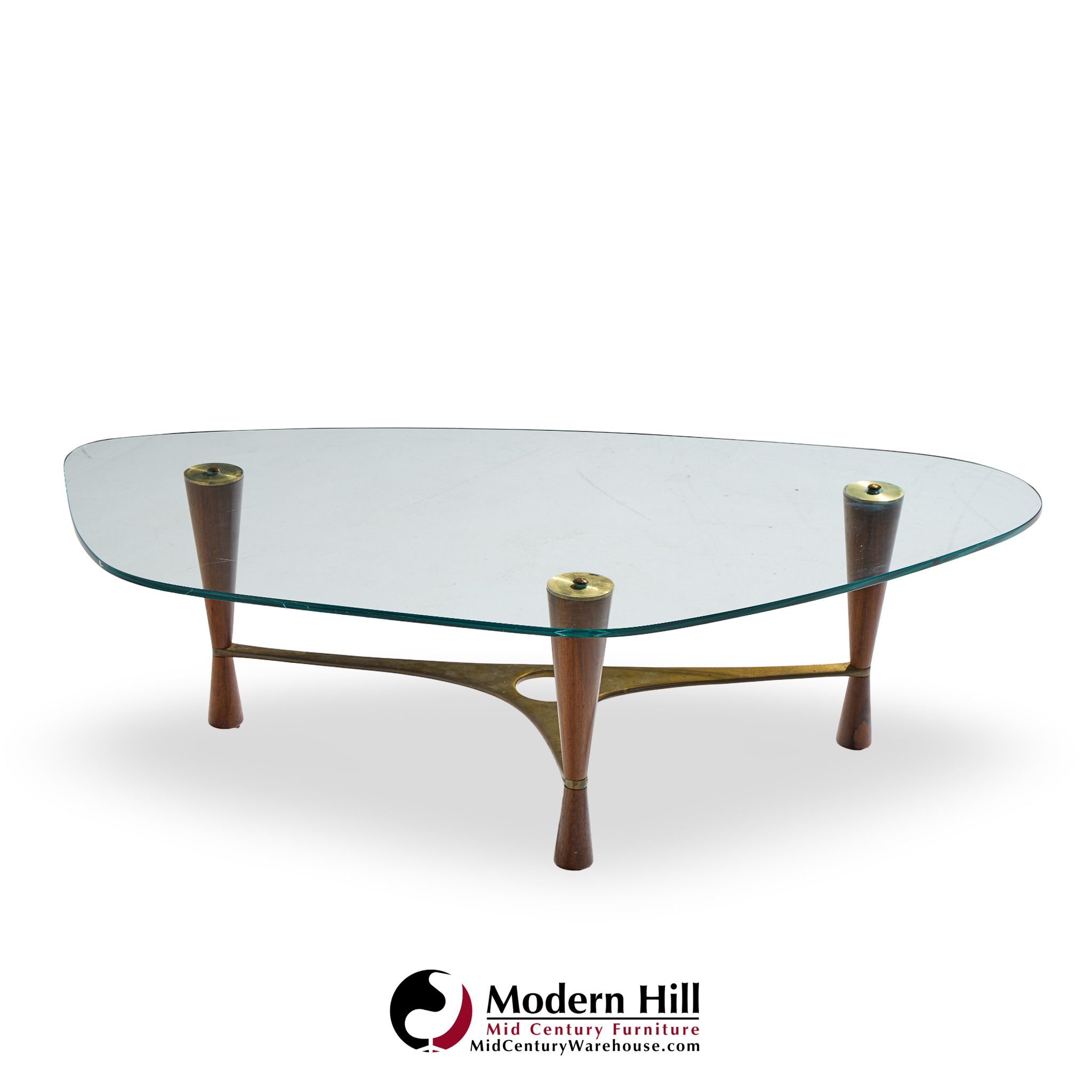 edward wormley for dunbar model 5309 mid century brass and rosewood coffee table