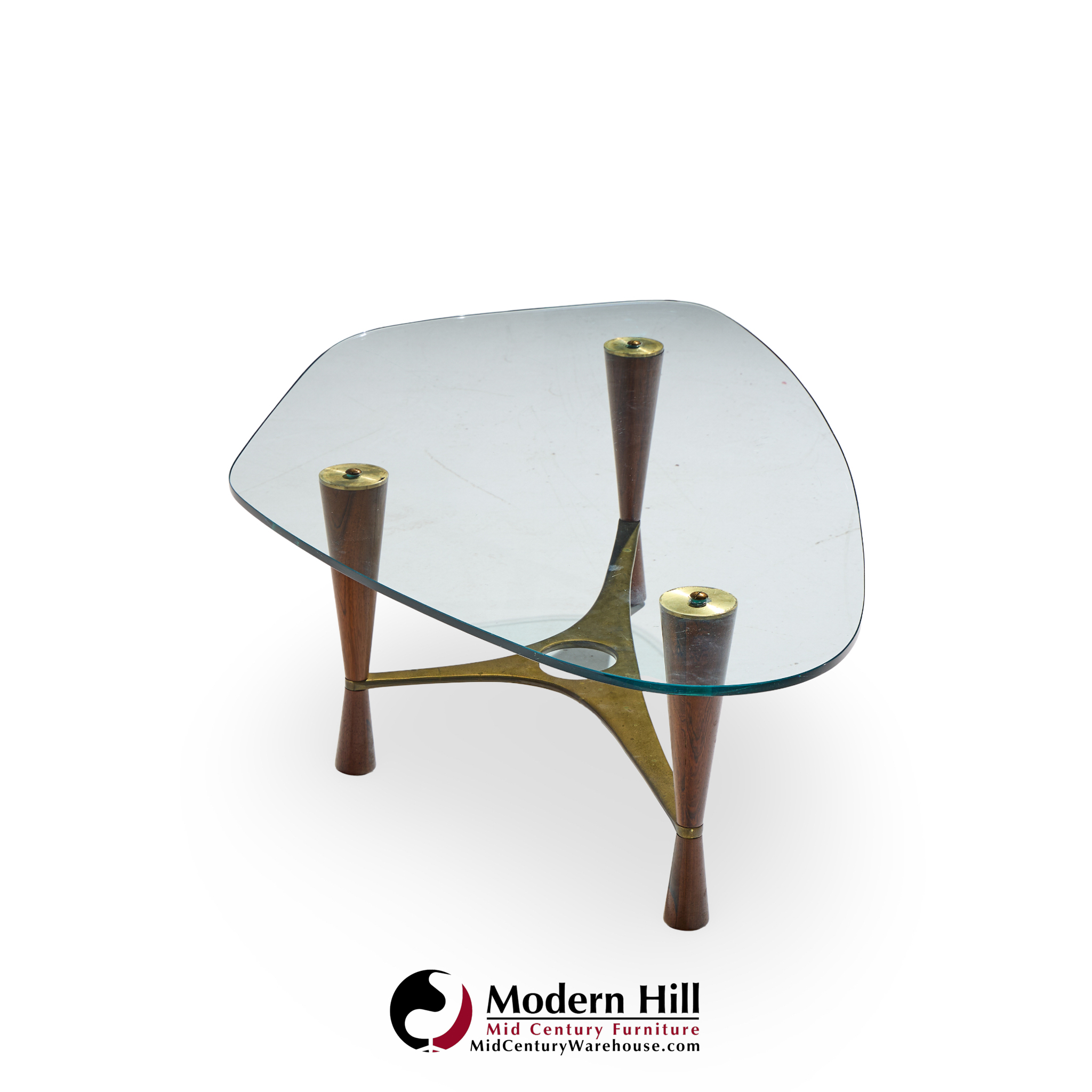 edward wormley for dunbar model 5309 mid century brass and rosewood coffee table