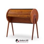 Egon Østergaard Style Danish Teak Tambour Door Roll Top Desk
