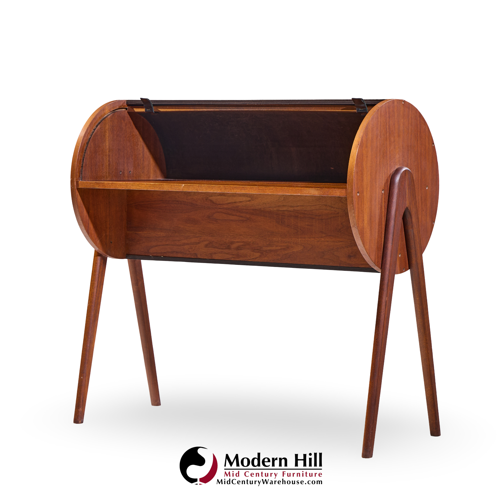 Egon Østergaard Style Danish Teak Tambour Door Roll Top Desk