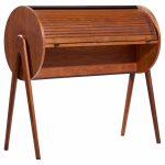 Egon Østergaard Style Danish Teak Tambour Door Roll Top Desk