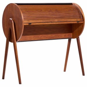 egon Østergaard style danish teak tambour door roll top desk