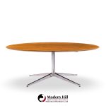 Florence Knoll Mid Century Walnut and Chrome Oval Dining Table
