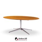 Florence Knoll Mid Century Walnut and Chrome Oval Dining Table