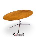 Florence Knoll Mid Century Walnut and Chrome Oval Dining Table