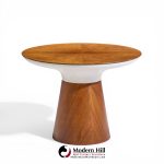 Frank Rohloff for Brown Saltman Mid Century Tulip Walnut Pedestal Side Table