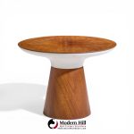 Frank Rohloff for Brown Saltman Mid Century Tulip Walnut Pedestal Side Table
