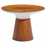 Frank Rohloff for Brown Saltman Mid Century Tulip Walnut Pedestal Side Table