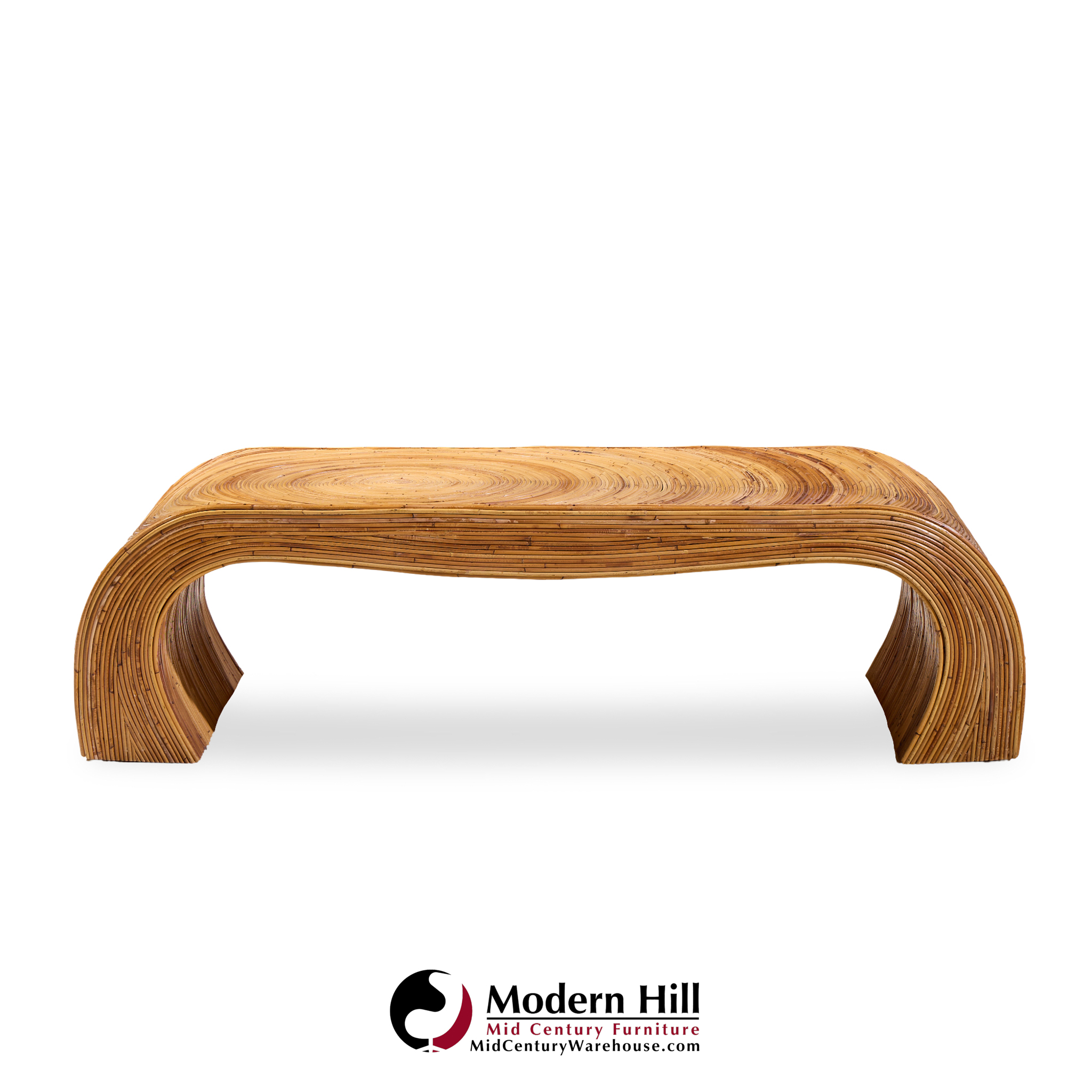 gabriella crespi style mid century pencil reed rattan coffee table