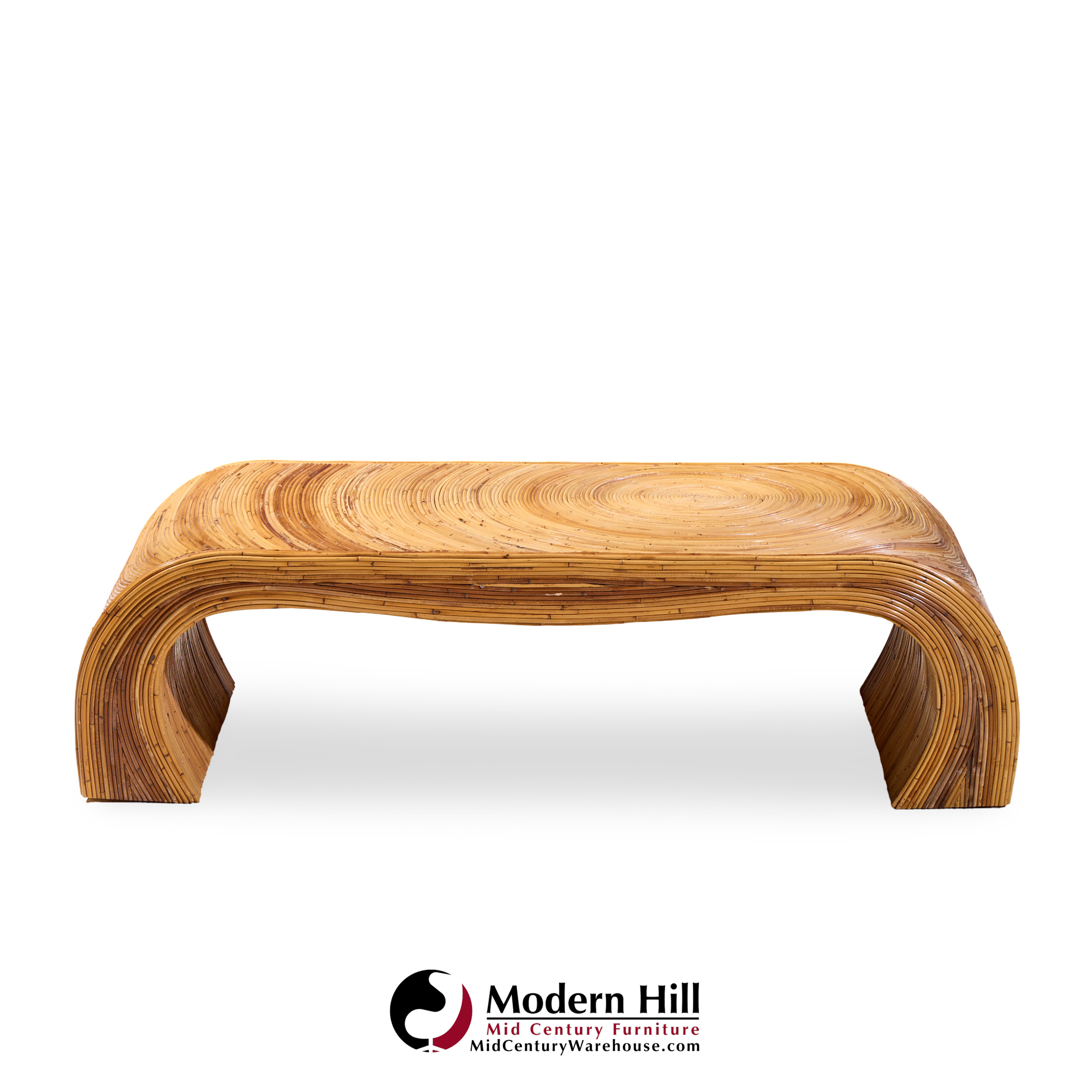 gabriella crespi style mid century pencil reed rattan coffee table