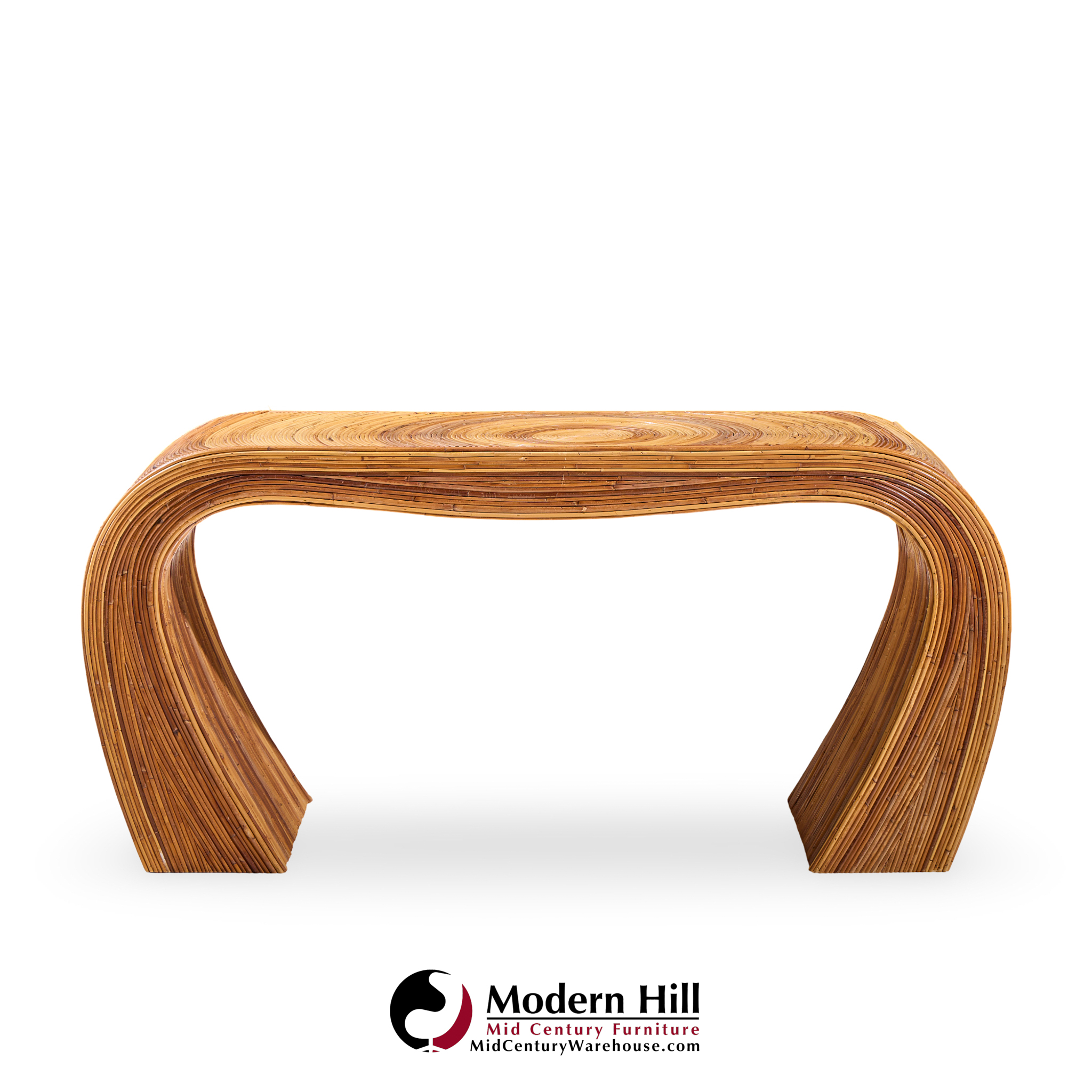 gabriella crespi style mid century pencil reed rattan console table