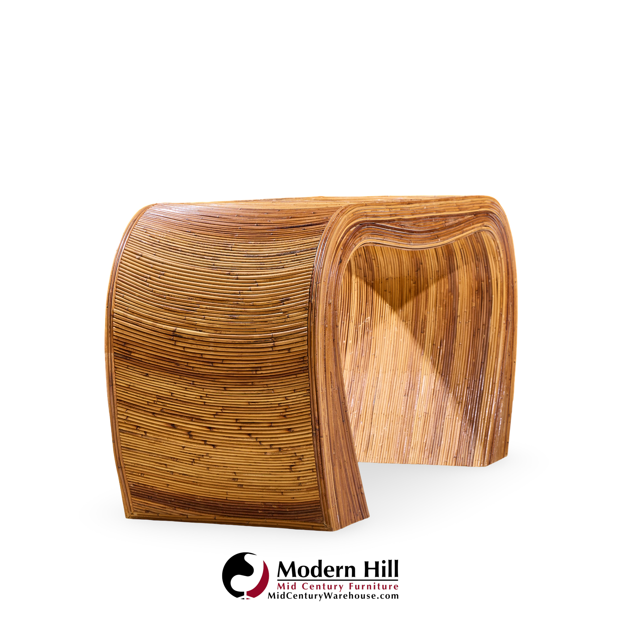 gabriella crespi style mid century pencil reed rattan console table